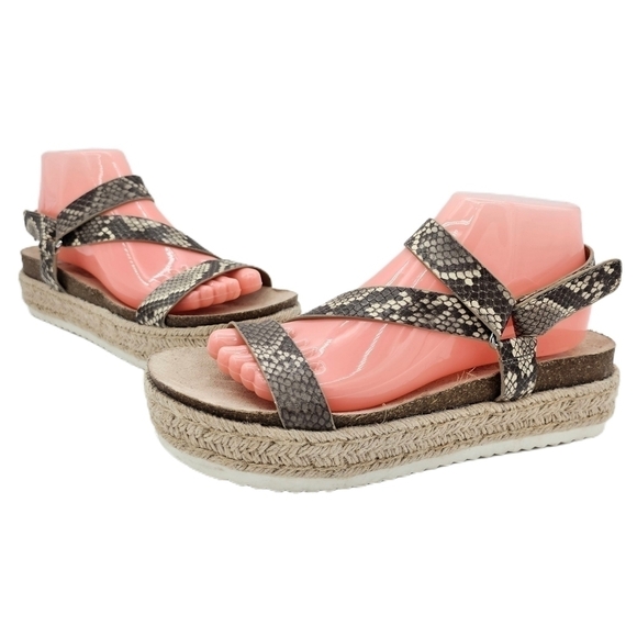 Dolce Vita Iman Brown Snakeskin Vegan Espadrille Platform Sporty Sandal Size 8.5 - Picture 1 of 15